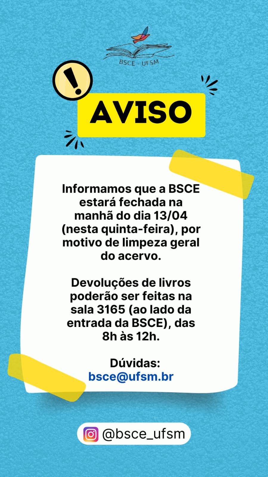 Biblioteca Setorial do CE estará fechada nesta quinta feira 13 pela