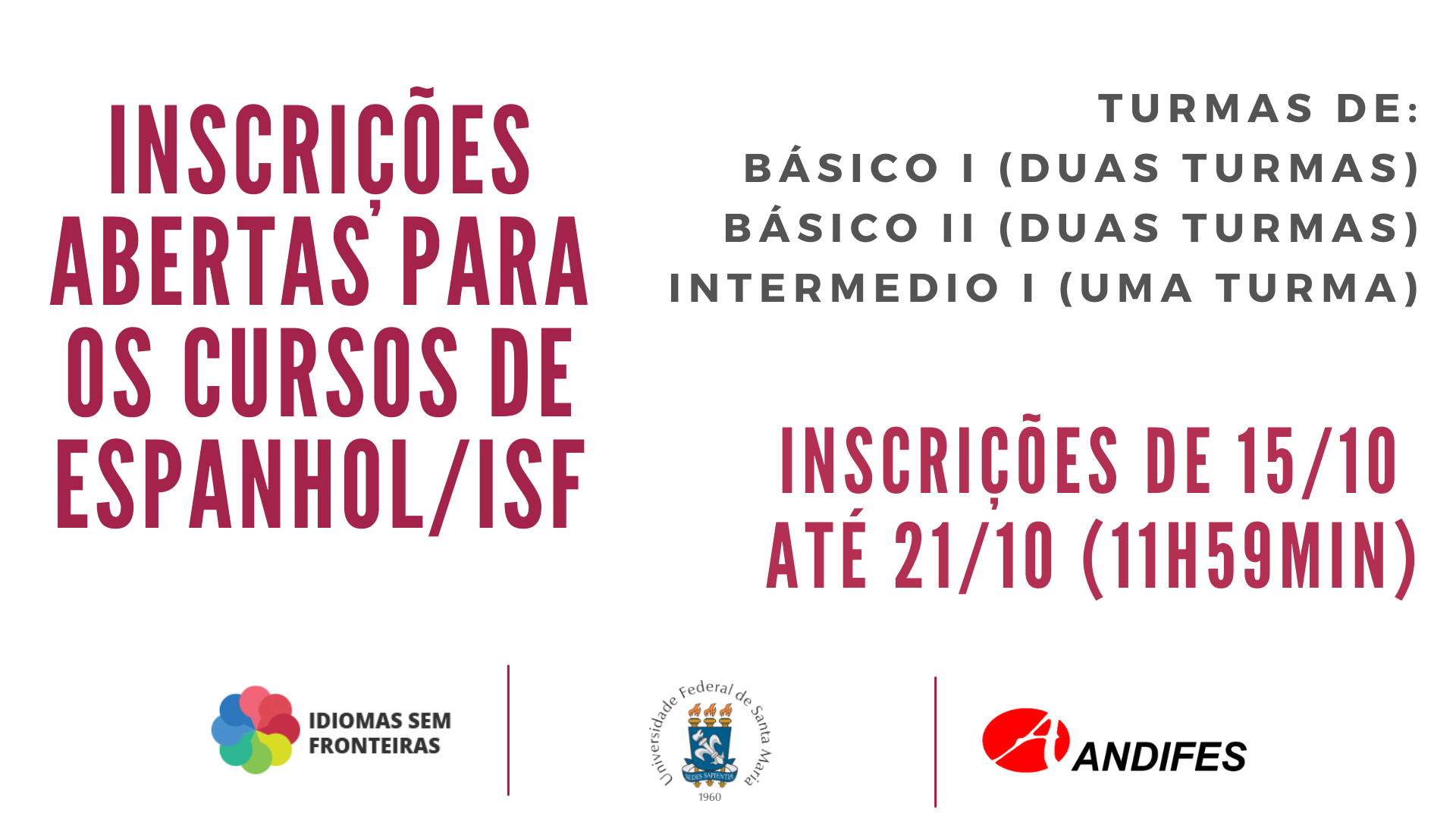 Inscrições abertas para os cursos online de Espanhol ISF níveis