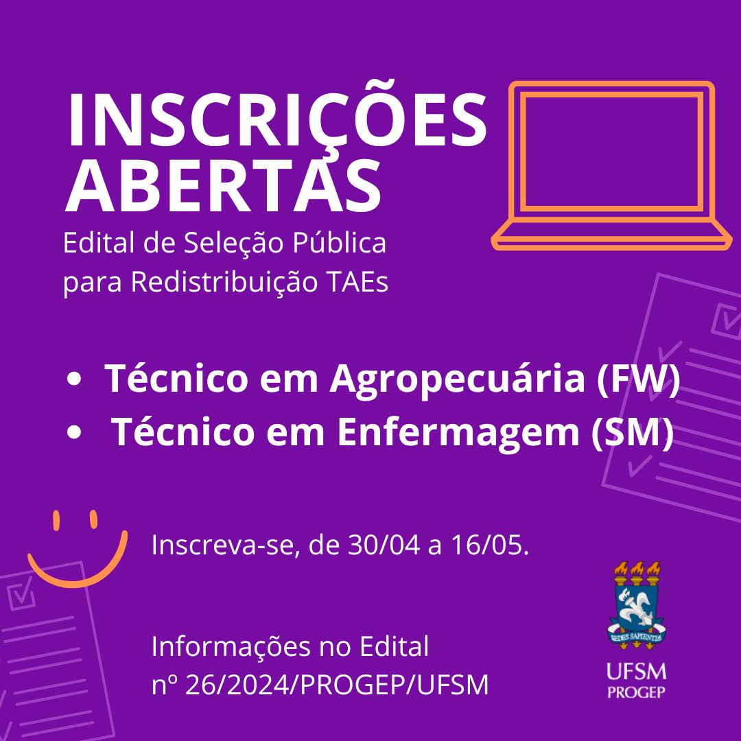 Progep Informa Que Estão Abertas As Inscrições Para Processo Seletivo Para Redistribuição De 2083