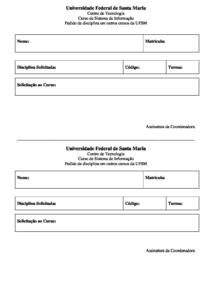 Modelo-Formulario-Pedido-Disciplina – Sistemas de Informação