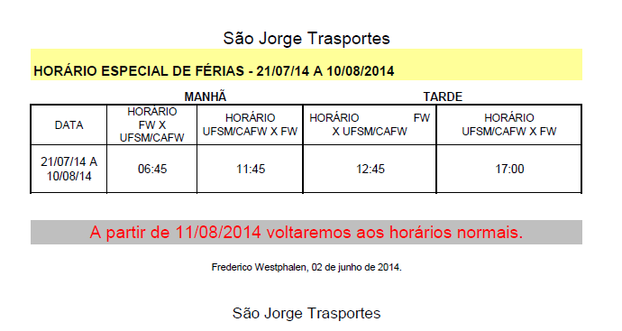 Horarios